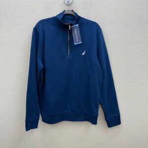 Nautica Blue 1/4 Quarter Zip Pullover Sweatshirt Mens size Large NEW